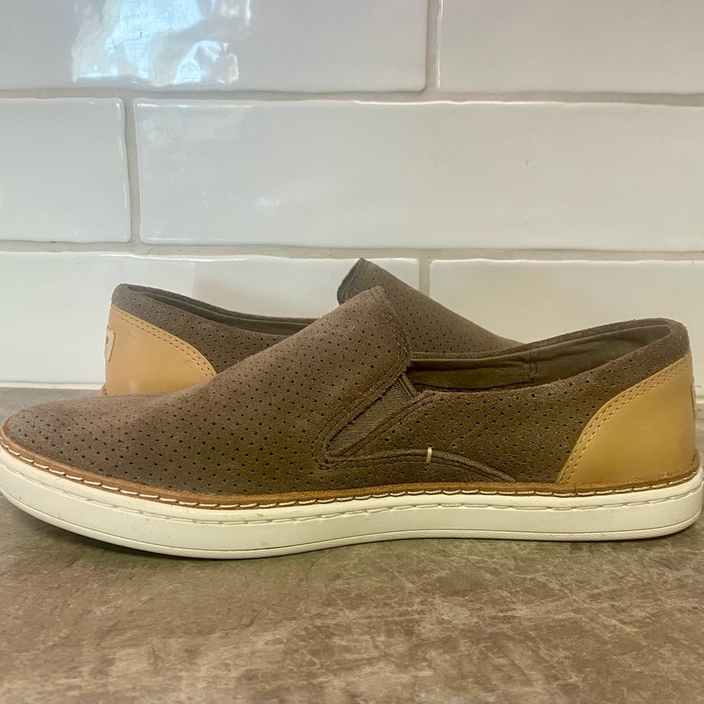 UGG Women's Brown and Tan Adley Perf Slip-On Loafers - Picture 2 of 6